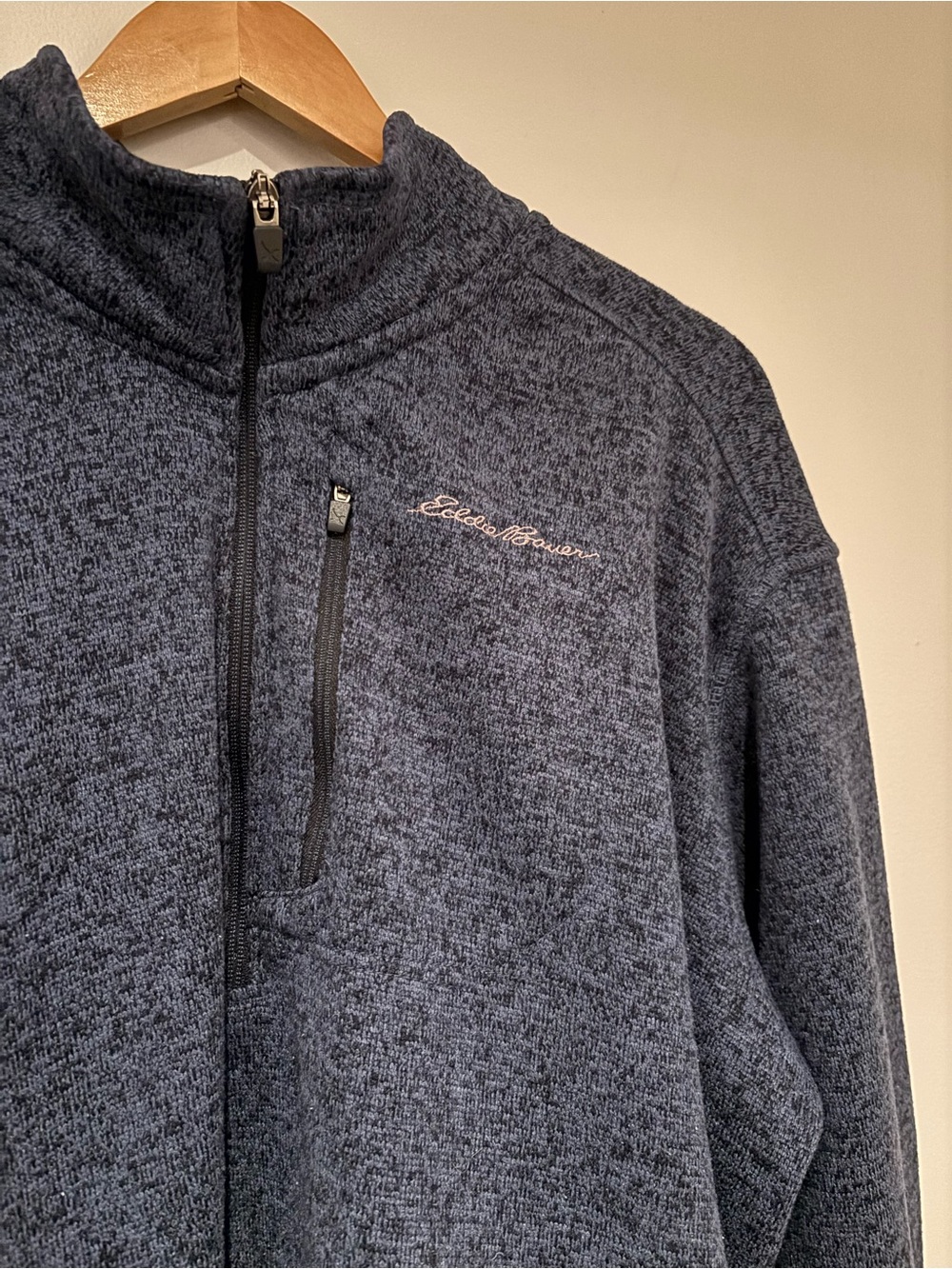 Eddie Bauer Heathered Navy Fleece | Quarter-Zip | Size 2XL